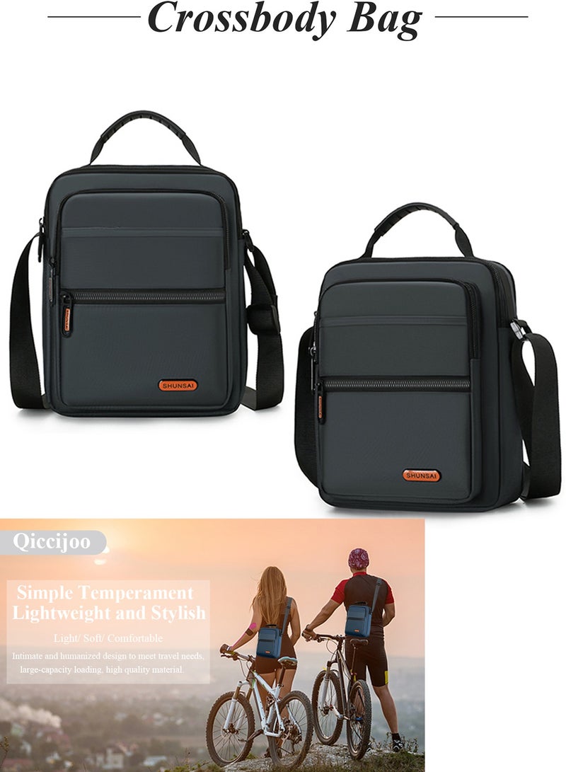 Qiccijoo Crossbody Bag Messenger Bag for Men or Women Casual Shoulder Bag Multiple Pockets Sling Bag Travel Bag for Business Office School Satchel Bags Work Bag Handbag Purse(Grey) - Image 3