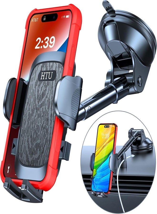 HTU【2024 Newest & Strongest Military-Grade Cert Car Phone Holder Mount【Over 60LBS Suction】 Dashboard Windshield Cell Automobile Cradles Truck Hook Vent for iPhone 15 Pro Max - Image 1
