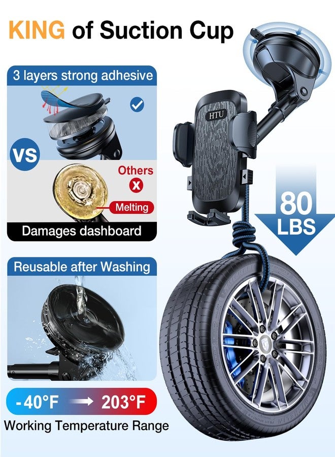 HTU【2024 Newest & Strongest Military-Grade Cert Car Phone Holder Mount【Over 60LBS Suction】 Dashboard Windshield Cell Automobile Cradles Truck Hook Vent for iPhone 15 Pro Max - Image 2