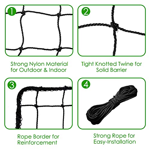 Wiseek 10'x20' Baseball Softball Backstop Nets, Heavy Duty Baseball Netting Ball Stop Netting #18 Nylon Sport Netting Barrier - Image 3