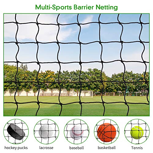 Wiseek 10'x20' Baseball Softball Backstop Nets, Heavy Duty Baseball Netting Ball Stop Netting #18 Nylon Sport Netting Barrier - Image 4