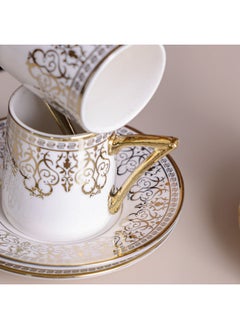 Majestic Majestic Classic 12 Piece New Bone China Coffee Cup Set Elegant Durable Coffee Cups Perfect for Coffee Tea Special Occasions and Gifting Stylish Home Set White/Gold 90 ml Serve 6  - Image 3