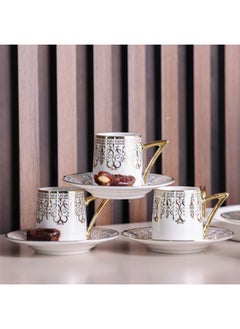 Majestic Majestic Classic 12 Piece New Bone China Coffee Cup Set Elegant Durable Coffee Cups Perfect for Coffee Tea Special Occasions and Gifting Stylish Home Set White/Gold 90 ml Serve 6  - Image 4