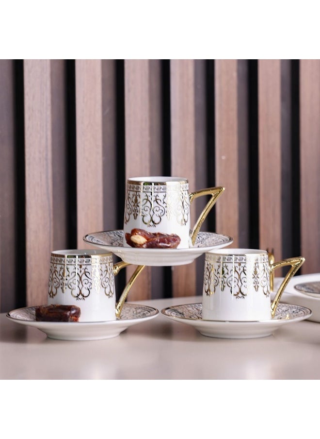 Majestic Majestic Classic 12 Piece New Bone China Coffee Cup Set Elegant Durable Coffee Cups Perfect for Coffee Tea Special Occasions and Gifting Stylish Home Set White/Gold 90 ml Serve 6  - Image 4