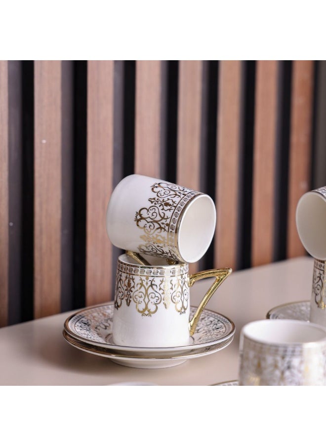 Majestic Majestic Classic 12 Piece New Bone China Coffee Cup Set Elegant Durable Coffee Cups Perfect for Coffee Tea Special Occasions and Gifting Stylish Home Set White/Gold 90 ml Serve 6  - Image 2