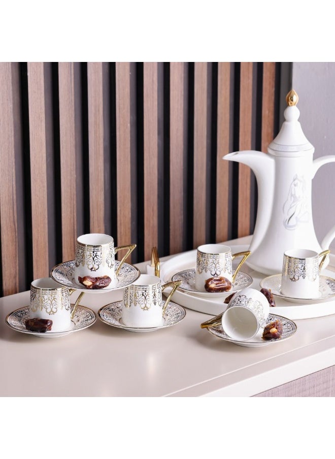 Majestic Majestic Classic 12 Piece New Bone China Coffee Cup Set Elegant Durable Coffee Cups Perfect for Coffee Tea Special Occasions and Gifting Stylish Home Set White/Gold 90 ml Serve 6  - Image 5