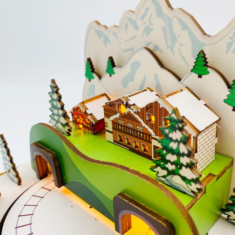Handmade DIY 3D Wooden Rotating Music Box   color - Image 3