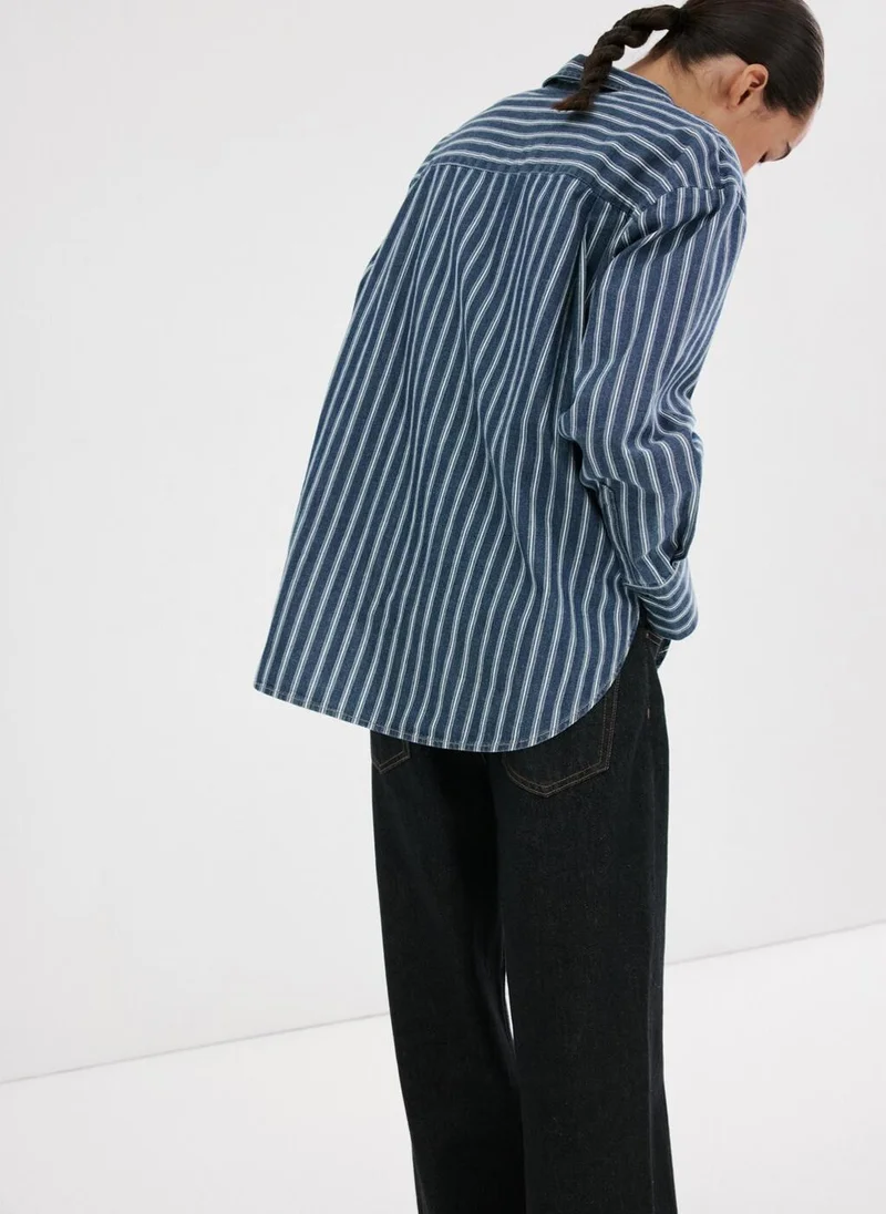 مانجو Striped denim shirt