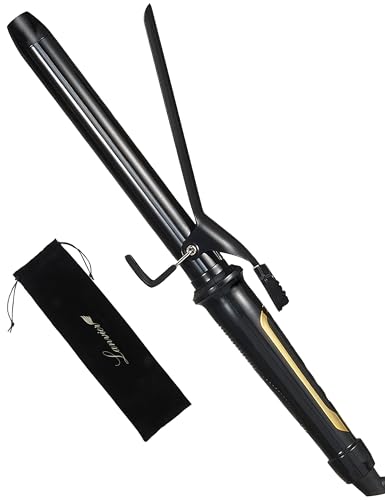 Lanvier 1 Inch Extra Long Hair Curling Iron with Ceramic Tourmaline Barrel, Professional Hair Curler up to 450°F with Dual Voltage for Worldwild Use, Hair Waving Style Tool for Girls&Women–Black - Image 1