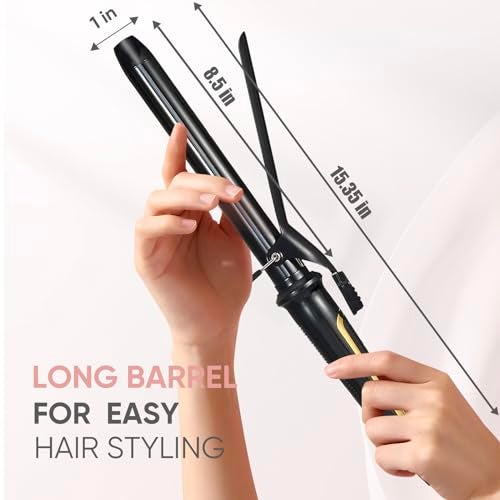 Lanvier 1 Inch Extra Long Hair Curling Iron with Ceramic Tourmaline Barrel, Professional Hair Curler up to 450°F with Dual Voltage for Worldwild Use, Hair Waving Style Tool for Girls&Women–Black - Image 2