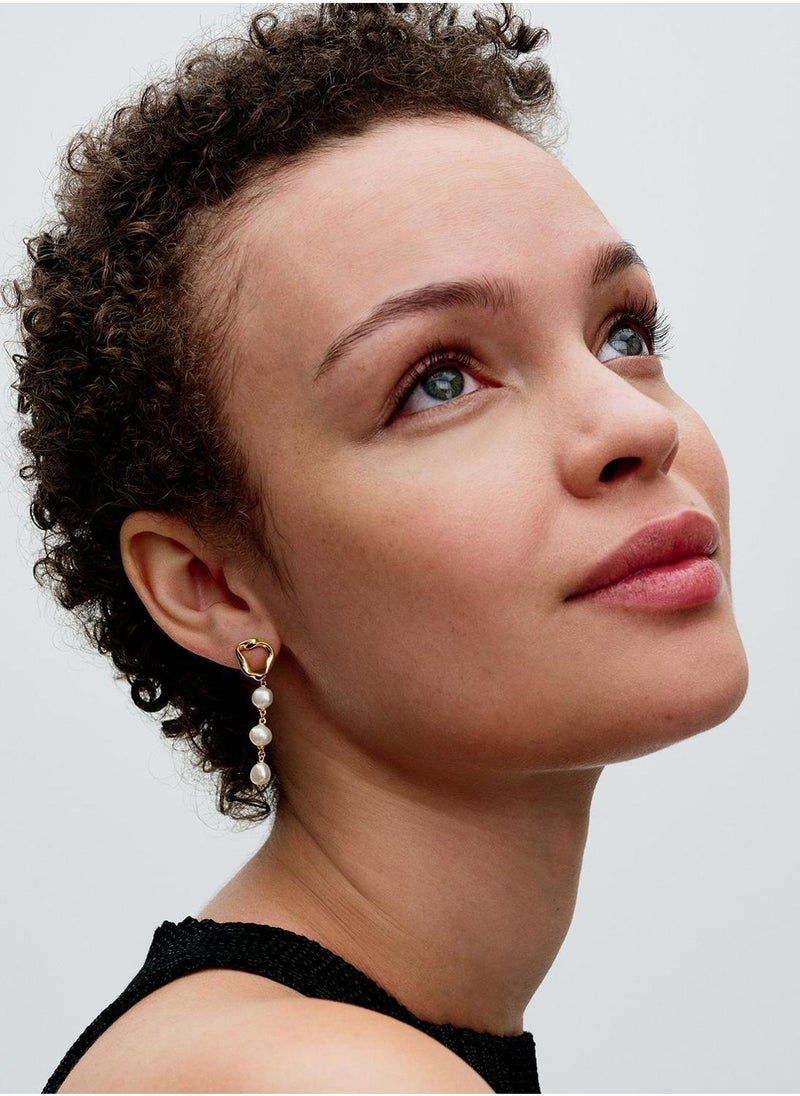 باندورا أقراط متدلية مطلية بالذهب عيار  قيراط بتصميم باروكي - Image 2