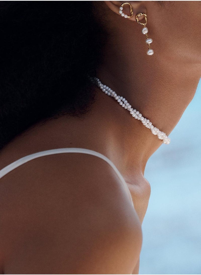 باندورا أقراط متدلية مطلية بالذهب عيار  قيراط بتصميم باروكي - Image 3