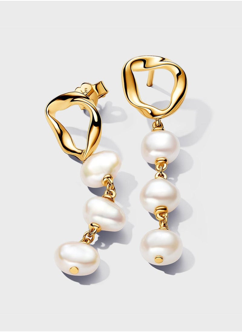 PANDORA 14K Gold-Plated Drop Baroque Earrings  - Image 1
