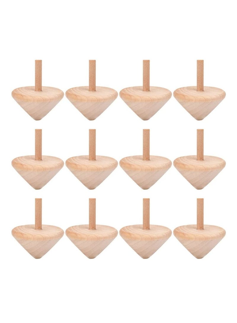 SOLARAE Wooden Spinning Top Unfinished Wood Tops Craft Gyroscopes Toy for DIY Kids Children Toy Party Favor New Year Gifts (12Pcs) - Image 1