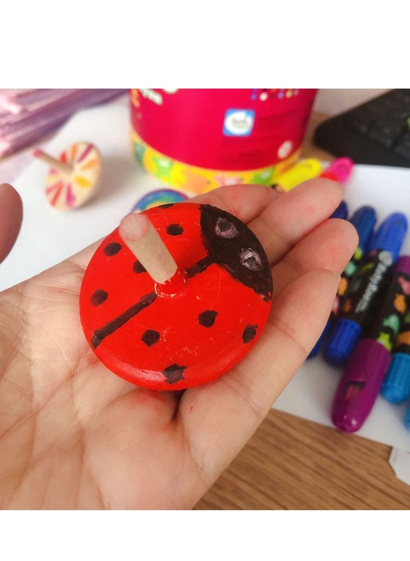 SOLARAE Wooden Spinning Top Unfinished Wood Tops Craft Gyroscopes Toy for DIY Kids Children Toy Party Favor New Year Gifts (12Pcs) - Image 4