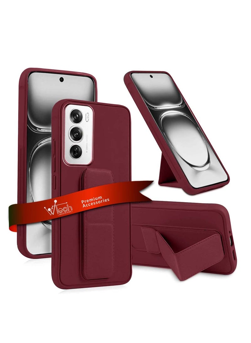 دبليو تيك ممن لهم Reno12 Pro 5G 2024 قبضة يد قابلة للطي بمسند مغناطيسي وحزام معصم وقبضة إصبع مع غطاء علبة حديد مدمج كستنائي - Image 1