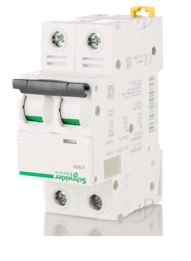 Schneider Electric - Schneider Breaker Acti9 iC60H_ Acti9 iC60H 2P 16A C Miniature Circuit breaker A9F54216 - Image 1