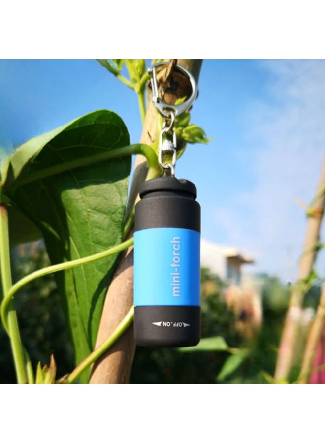 مصباح يدوي أزرق صغير قابل لإعادة الشحن عبر USB، مفتاح سلسلة، ضوء فائق السطوع للتخييم والهواء الطلق والمنزل، هدية عيد الميلاد - Image 1