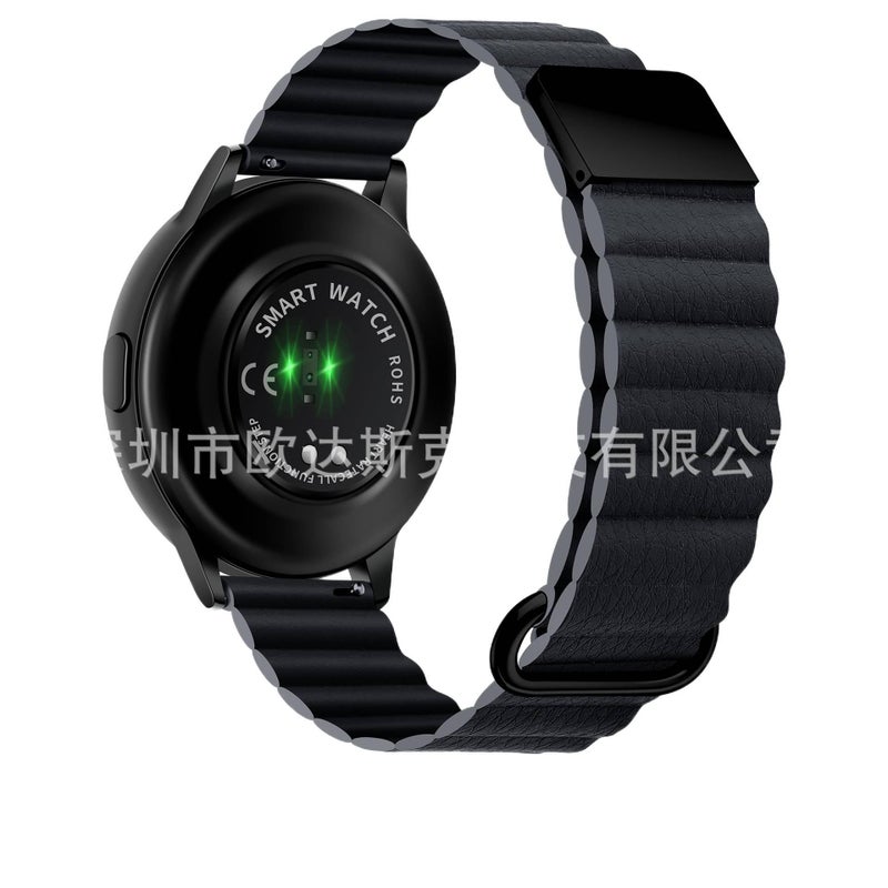 QX سوار ساعة ذكية سوار نايلون حلقي متوافق مع Samsung Galaxy Watch بملاءمة قابلة للتعديل وحزام بديل للاستخدام اليومي باللون رمادي قابل للتعديل باللون الرمادي - Image 1