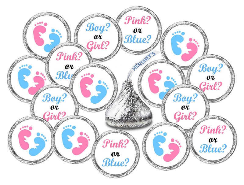 324 Pink and Blue Gender Reveal Baby Shower Favors Stickers for Baby Shower Or Baby Sprinkle Party Decorations Boy or Girl Kisses Stickers Baby Shower Gender Reveal Favors Labels Made in USA