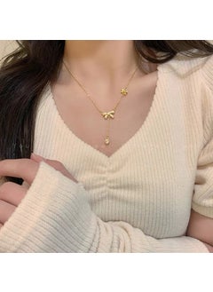 Chic Butterfly Clavicle Silver Necklace Double Bow Necklace