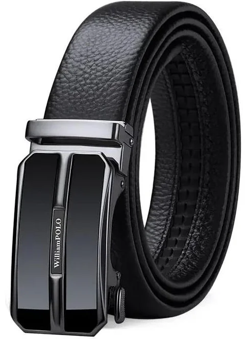 Williampolo Leather Anthracite Metal Buckle Men's Belt 120CM