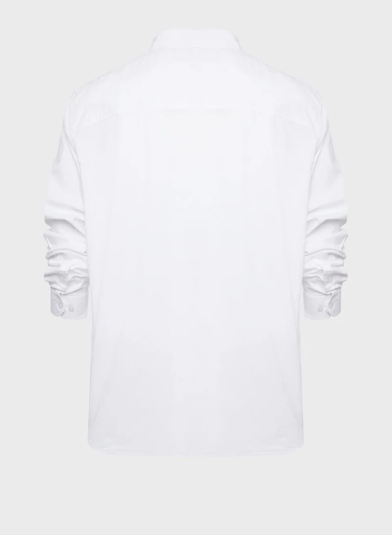 سفنتي فايف Plus Size Classic Casual Pure Cotton Shirt