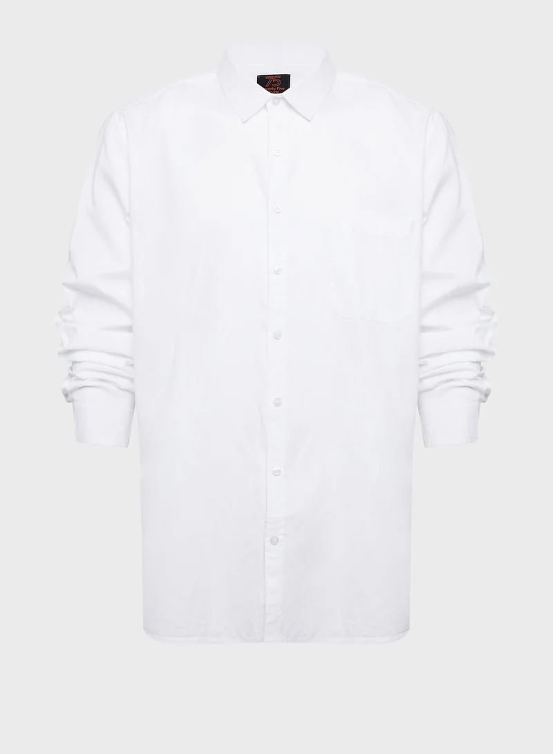 سفنتي فايف Plus Size Classic Casual Pure Cotton Shirt