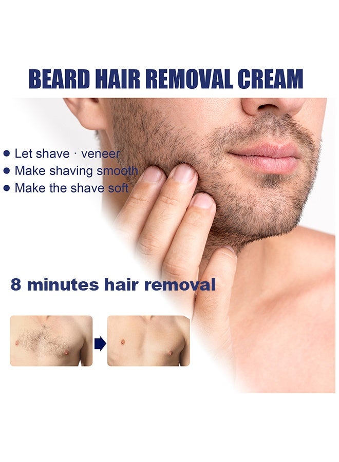 EELHOE Beard Remove Cream，Men’s Depilatory Cream for Sensitive Skin, Tough Hair Removal for Face, Underarm & Body, Hydrates & Exfoliates, Gentle Formula for Long-Lasting Smoothness 60ml - Image 4