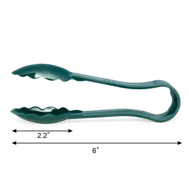 New Star Foodservice New Star Foodservice 35711 Utility Tong, High Heat Plastic, Scalloped, 6 inch, Set of 12, Green  - Image 3