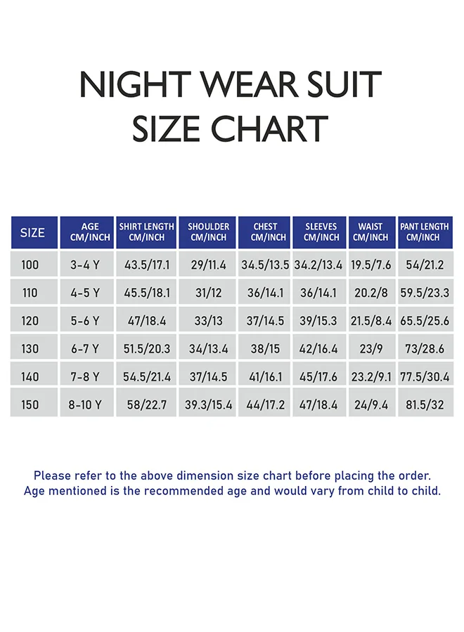 LITTLE SURPRISE BOX Little Surprise Box, Planets Cream and Navy soft Cotton Kids Nightsuit-3-4 Y