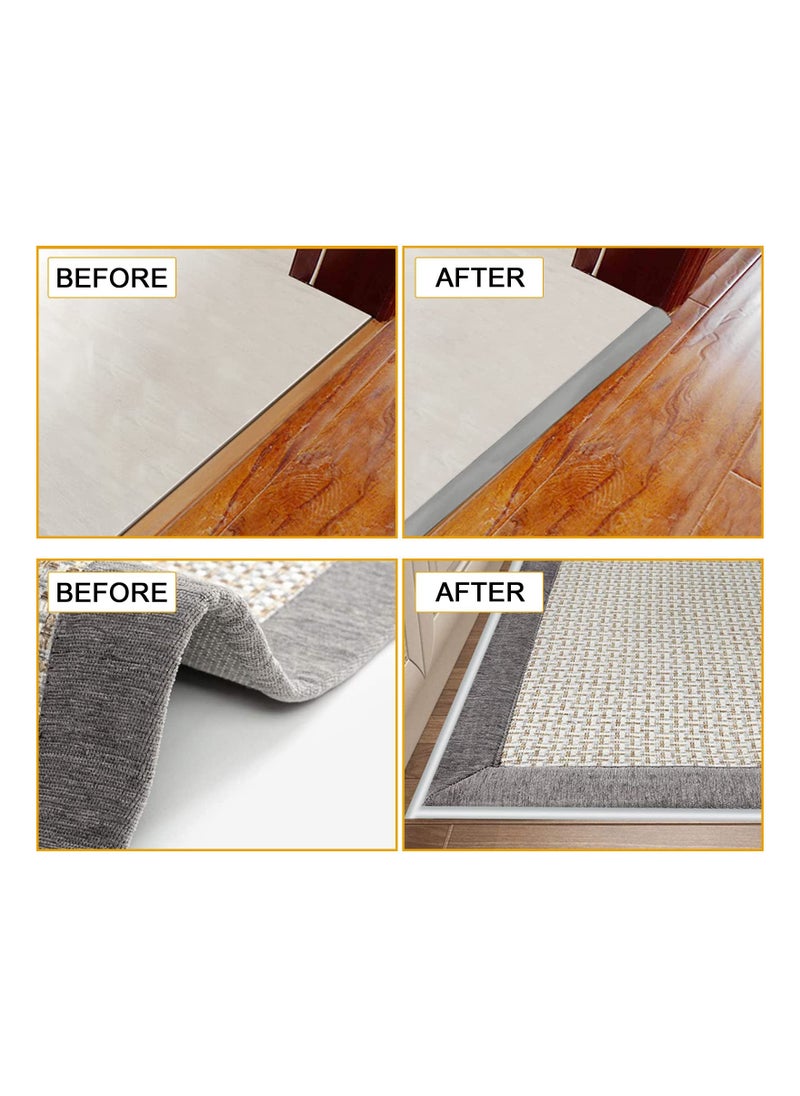 SYOSI - Floor Rubber Transition Strip, Self Adhesive Carpet to Tile Transition Strip Edging Trim Strip for Threshold Transitions with a Height Less Than 5 mm/0.2in, Flexible Threshold Strips(3 Meters) - Image 1