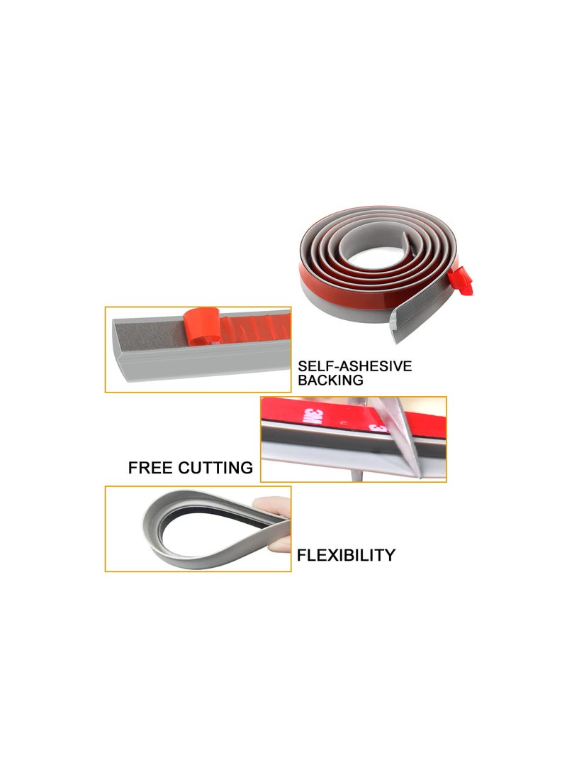 SYOSI - Floor Rubber Transition Strip, Self Adhesive Carpet to Tile Transition Strip Edging Trim Strip for Threshold Transitions with a Height Less Than 5 mm/0.2in, Flexible Threshold Strips(3 Meters) - Image 1