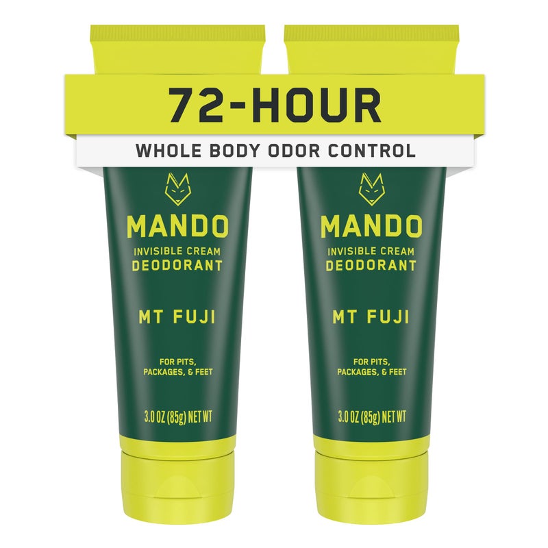 Mando Whole Body Deodorant For Men - Invisible Cream - 72 Hour Odor Control - Aluminum Free, Baking Soda Free, Skin Safe - 3 ounce (Pack of 2) - Mt Fuji - Image 1