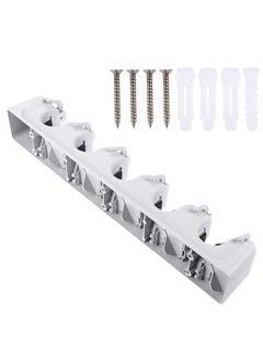 erorex Broom Mop Holder Wall Mounted 5 Slots 6 Hooks Broom Organizer Storage Hooks Hangers For Bathroom Laundry Room Kitchen Gray  - Image 2