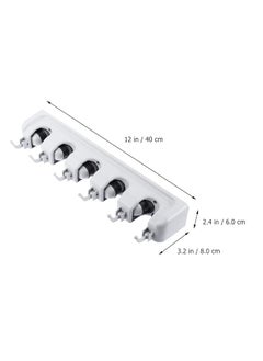 erorex Broom Mop Holder Wall Mounted 5 Slots 6 Hooks Broom Organizer Storage Hooks Hangers For Bathroom Laundry Room Kitchen Gray  - Image 4