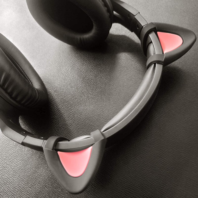 REEYEAR Cute Cat Ears Fits for HypreX Cloud/Cloud Stinger/Cloud Flight Headsets, Universal Fit Lovely Kitty Adjustable Attachment Straps for Video Live Gaming Headphone,Black& Pink - Image 4