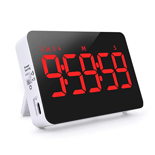 PERSUPER Digital Timer Kitchen Timer Count Down Up Rechargeable Kitchen Gadgets Vibration Mode Adjustable Volume and Brightness LED Display Time Management for Cook, Desk, Kids Adults Study Teaching - Image 1