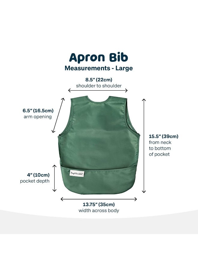 Tiny Twinkle Mess Proof Apron Bibs - 2 Pack Waterproof & Lightweight Baby Bibs for Led Weaning | 100% Recycled Polyester, Easy Clean & Machine Washable (Slate Olive,Small 6-24 Months) - Image 5