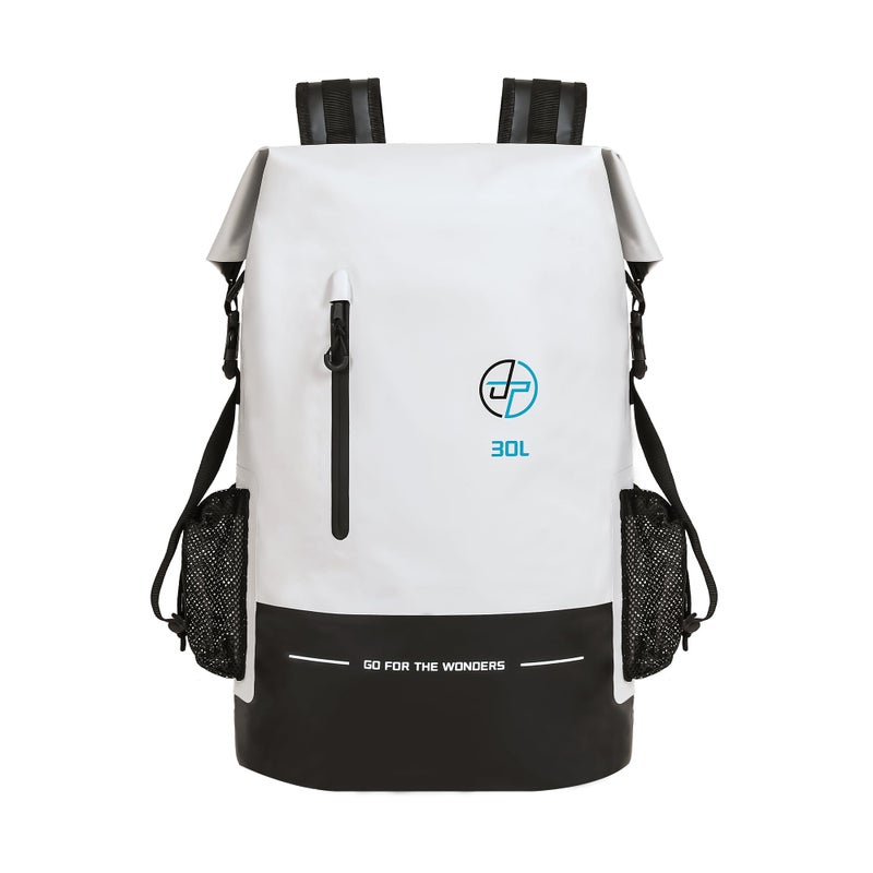 UPWELL Waterproof Dry Bag 30L Boating Backpack for Travel Hiking Camping Bags for Kayaking Hiking Waterproof Bags Swimming Floating Submersible Dry Bag GreyWhite - Image 2
