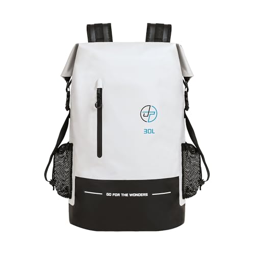 UPWELL Waterproof Dry Bag 30L Boating Backpack for Travel Hiking Camping Bags for Kayaking Hiking Waterproof Bags Swimming Floating Submersible Dry Bag GreyWhite - Image 1