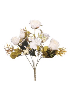 Huitich Artificial Mini Rose Flower Bunch with Filler for Elegant Decor White  - Image 1
