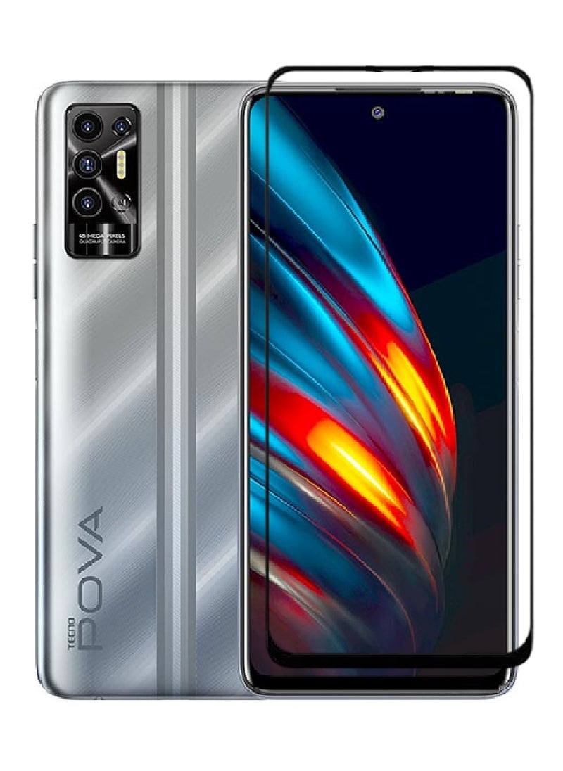AINA Tempered Glass Screen Protector 5D Designed For Tecno Pova 2 Full Glue Edge to Edge Full Screen Coverage And Bubble Free - Image 1