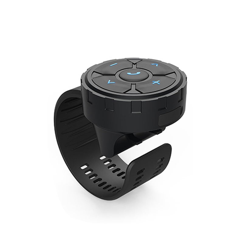 Shkalacar Media Button Remote Control Bluetooth Steering Wheel Strap Type Phone Controller for Car Bike Motorbike Compatible with iPhone Samsung Galaxy Any Android Device Music and Call BT