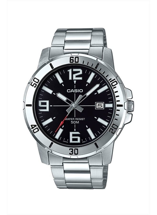 CASIO MTP-VD01D-1BV Men's Enticer Stainless Steel Black Dial Casual Analog Sporty Watch 