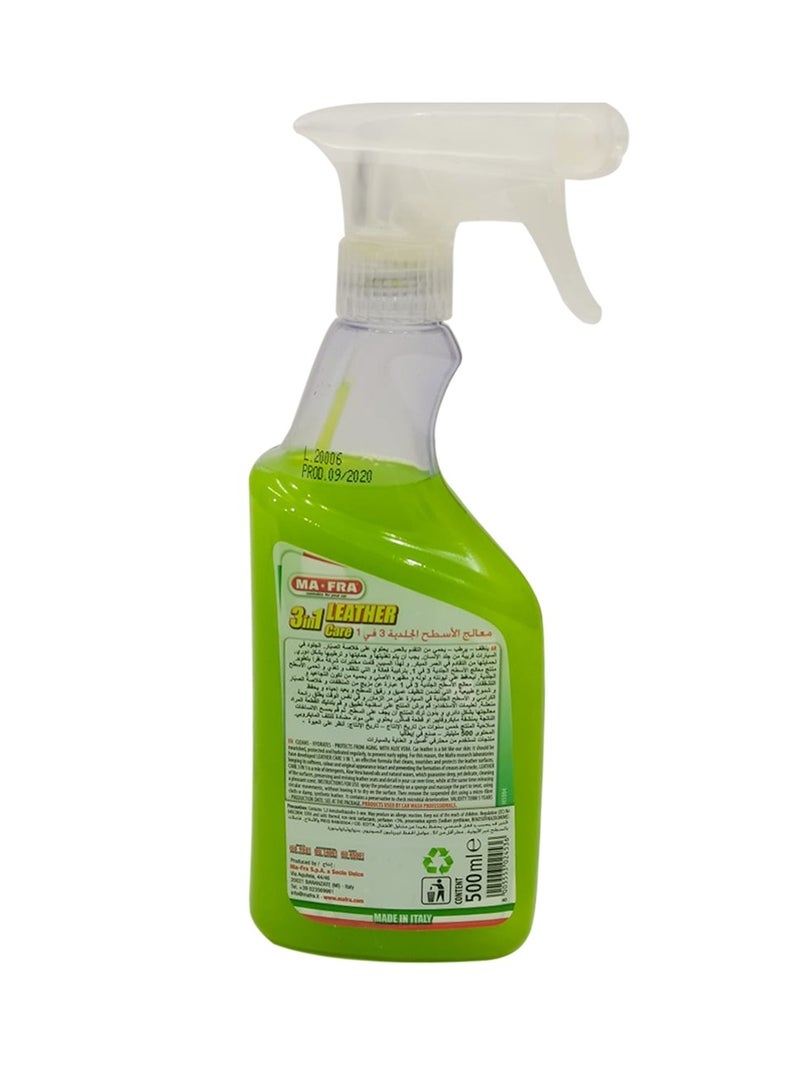مافرا منظف ​​ومرطب ما-فرا 3 في 1 للعناية بالجلد مع خلاصة الصبار - 500 مل (عبوة من قطعتين)، ينظف ويرطب ويحمي مقاعد السيارة والداخلية | طقم تلميع السيارات الإيطالي الاحترافي للأسطح الجلدية الطبيعية والصناعية - قطعتان - Image 3