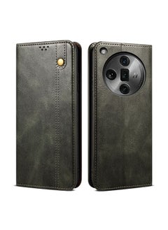 HuHa Case Cover For OPPO Find X7 Pro/Find X7 Ultra Oil Wax Crazy Horse Texture Leather Phone Case Green 