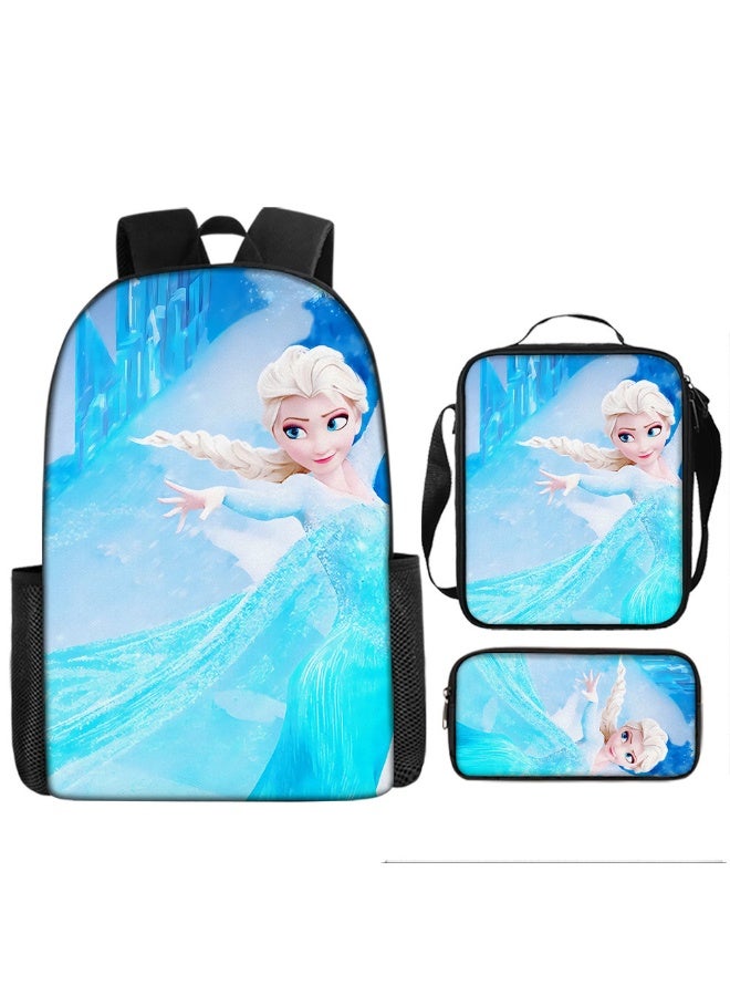 Princess Elsa Themed Cute Fashionable Backpack, Shoulder Bag, and Pencil Case Set - Image 1