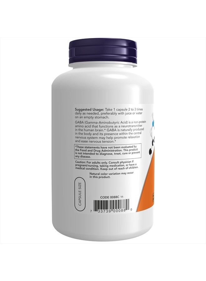 now Supplements, GABA (Gamma-Aminobutyric Acid) 500 mg + B-6, Natural Neurotransmitter*, 200 Veg Capsules - Image 3
