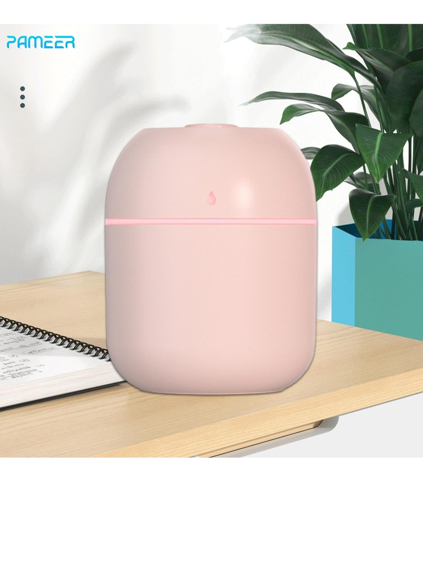 Mini Humidifier Diffuser 220ml Portable Air Humidifier Mini Ultrasonic Nebulizer USB Air Small Humidifier Desktop Low Noise Household Air Humidifiers, Mist Sprayer for Car, School, Home, Travel. Pink